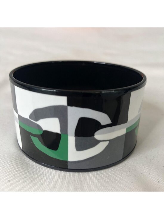 HERMÈS Jewelry - Hermes Printed Enamel Bangle Bracelet Multicolor Chain Link Made In France Box